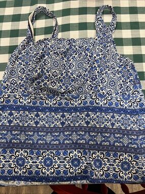 Lands' End Blue and White Printed Tank Top